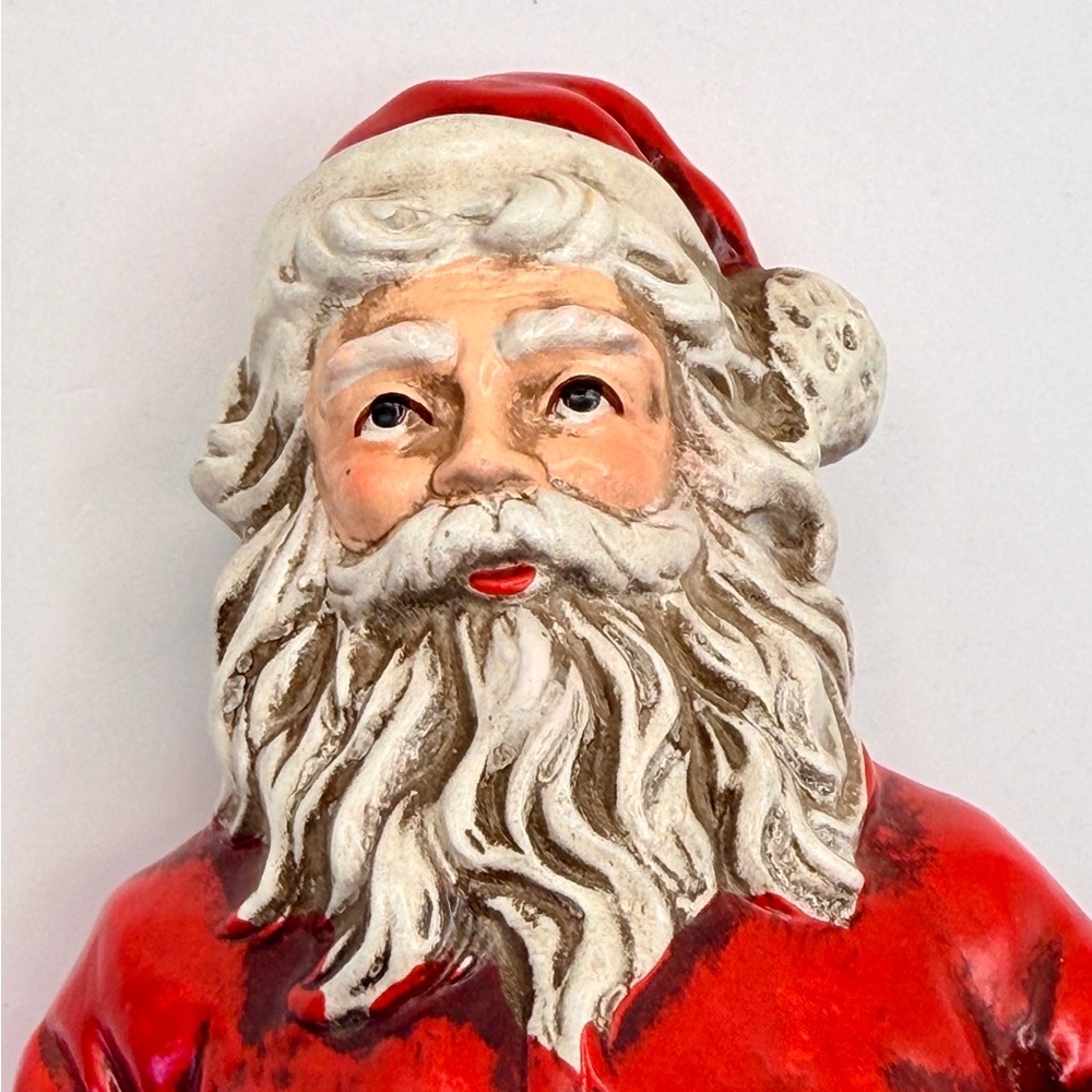 Vintage Festive Santa Figurine - Holiday Décor Figurine MCM Japan Composite 8.5”